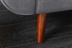 Design Schlafsofa DIVANI 220cm grau Samt 3-Sitzer mit Bettfunktion Walnuss-Füße