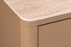 Design Sideboard SAVOY 180cm grau beige greige Travertin Keramik Stauraum 3D-Front