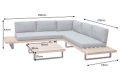 Wetterfestes Gartenlounge Set ST. BARTH 255cm grau natur Akazie Sitzecke inkl. Tisch und Kissen