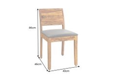 Massivholz Stuhl PURE braun stone finish dunkelgrau Sheesham mit Kunstlederbezug