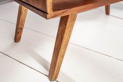 Massivholz Couchtisch RETRO 100cm braun Sheesham stone finish Schubladen handmade