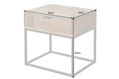 Industrial Nachttisch IRON CRAFT 45cm Mangoholz mit Schublade Beistelltisch