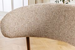 Design Stuhl BELFORT taupe beige Strukturstoff Metallgestell Walnuss