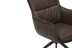 Drehbarer Design Stuhl VOGUE brandy braun Kunstleder schwarz Metall 360° mit Armlehne