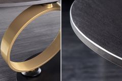 Design Couchtisch DANCING RINGS schwarz rund drehbar Pandora Keramik schwarz Metall
