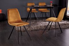 Retro Stuhl AMSTERDAM CHAIR senfgelb Samt Designklassiker
