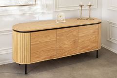 Modernes Sideboard ATELIER 160cm natur Eiche schwarz Metall vier Fächer