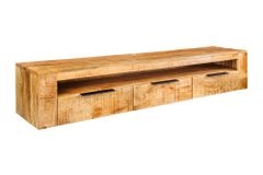 Hängendes TV-Board IRON CRAFT 160cm natur Mango Massivholz drei Schubladen Lowboard