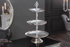 Elegante Etagere ORIENT 50cm silber im Rice Hammerschlag Design mit drei Etagen