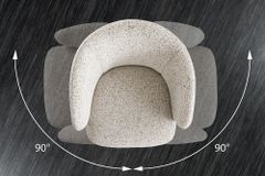 Drehbarer Stuhl WALKÜRE beige natur Eichenholz mit Taschenfederkern und Armlehne