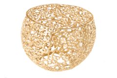 Runder Couchtisch ABSTRACT LEAF 50cm gold Metall filigrane Handarbeit Vintage Design