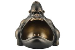 Deko-Figur KING APE 25cm bronze mit Ablagefach handmade Schale