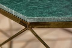 Eleganter Couchtisch DIAMOND 70cm grün messing mit Marmorplatte