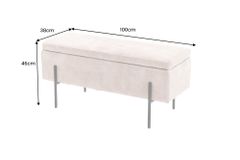 Truhenbank LOFT 100cm champagner Samt Sitzbank mit Stauraum schwarz Metall