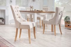 Eleganter Stuhl CASTLE beige Leinenstoff Landhausstil mit Komfortgriff