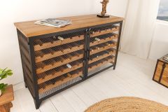 Design Weinboard  BODEGA 130cm natur schwarz Tannenholz Metall Flaschenregal