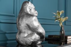 Dekorative Gorillafigur KONG 40cm silber handmade Metall Skulptur