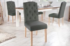 Eleganter Stuhl CASTLE grau mit Chesterfield Steppung