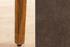 Massivholz Stuhl PURE braun stone finish antik braun Sheesham mit Microfaserstoffbezug