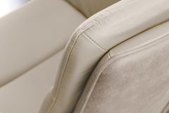 Drehbarer Stuhl BIG GEORGE beige Echtleder Microfaser mit Armlehne schwarze Metallbeine
