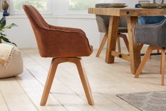 Drehbarer Design Stuhl LIVORNO vintage braun Buchenholz Beine mit Armlehnen