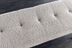 Design Sitzbank BOUTIQUE 100cm champagner greige Bouclé schwarze Metallbeine Polsterbank