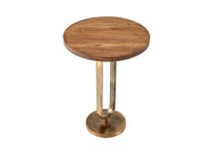 Runder Beistelltisch ELEGANCE 60cm messing Mangoholz Metall Aluminium massiv handmade