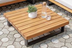 Wetterfestes Gartenlounge Set ST. BARTH 255cm grau natur Akazie Sitzecke inkl. Tisch und Kissen