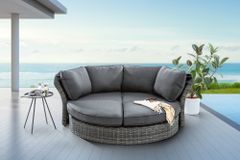 Drehbare Sonneninsel SEATTLE 195cm grau mit Sonnendach inkl. Kissen, das Original