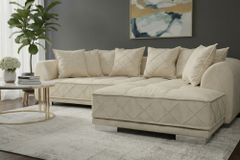 Modernes XXL Ecksofa DECADENCIA 320cm beige Samt Bigsofa inkl. Kissen