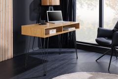 Industrial Schreibtisch STUDIO 110cm natur Eiche Laptoptisch Hairpin Legs Stauraum