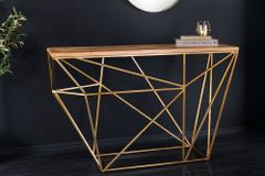 Abstrakter Konsolentisch DIAMOND 120cm natur messing Mangoholz Metallgestell