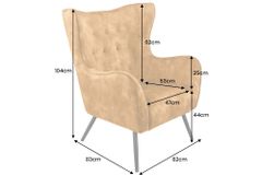 Design XL Sessel AMSTERDAM senfgelb Samt schwarze Metallbeine Retro Stil