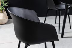 Moderner Stuhl DESIGNO schwarz Kunststoff Gartenstuhl mit Armlehnen Indoor Outdoor