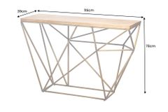 Abstrakter Konsolentisch DIAMOND 120cm natur messing Mangoholz Metallgestell