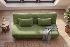 Modernes Schlafsofa ELYPSE 200cm grün Chenille 3-Sitzer Couch inkl. Kissen