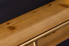 Massives Wandregal HERITAGE 75cm natur Pinienholz gold Metall