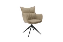 Drehbarer Design Stuhl VOGUE taupe Kunstleder Metall 360° mit Armlehne