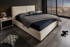 Modernes Boxbett ROCCO 180x200cm beige Cord mit Stauraum und Lattenrost