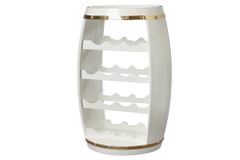 Design Weinfass BODEGA WHITE 65cm weiß gold Pinie Flaschenregal 14 Flaschen