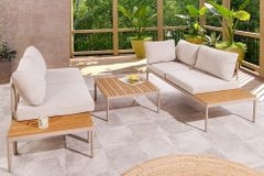 Outdoor Lounge MOBILE MODULAR greige Garten-Sitzgruppe inkl. Tisch und Kissen