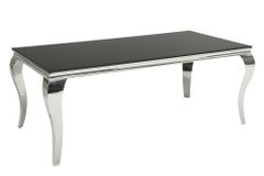 Eleganter Design Esstisch MODERN BAROCK 200cm schwarz Opalglas Tischplatte Edelstahl