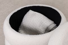 Runder Polsterhocker VOGUE 40cm weiß Bouclé mit Stauraum