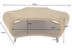 Massiver Couchtisch ORGANIC LIVING 90cm braun honey finish Akazienholz  mit Stauraum