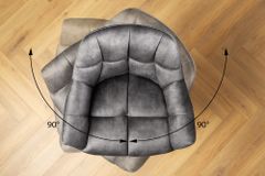 Drehbarer Barhocker PAPILLON grau Samt Barstuhl mit Lehne schwarze Metallbeine