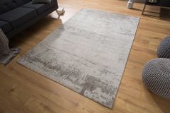 Vintage Baumwoll-Teppich MODERN ART 240x160cm beige grau verwaschen Used Look