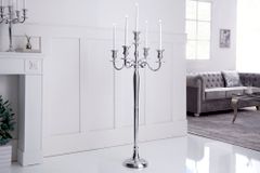 Kerzenständer MODERN BAROCK 120cm silber 5-armig Lüster Aluminium poliert Kerzenhalter