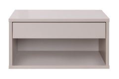 Design Nachttisch COMFORT 50cm weiß hängend mit Schublade und offenem Fach
