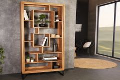 Massivholz Bücherregal CUBUS 190cm Akazie honey finish Metallfüße schwarz Standregal