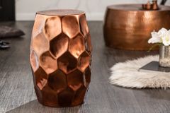 Handgefertigter Beistelltisch ORGANIC ORIENT 50cm kupfer Metall Hammerschlag Design Waben rund